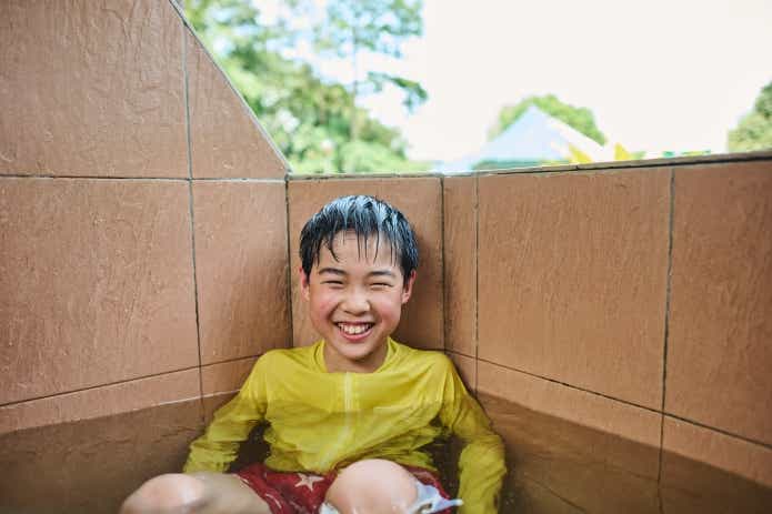 水着着用だが温泉気分は充分に味わえる
