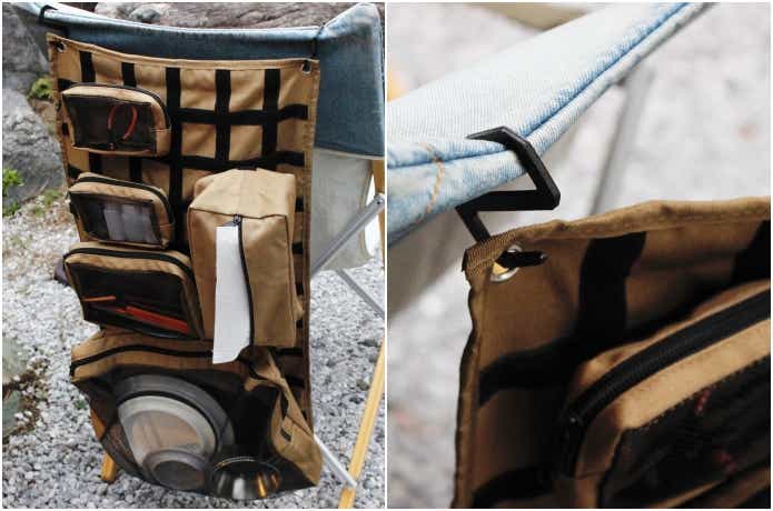 チェアの後ろに引っ掛けているバージョン