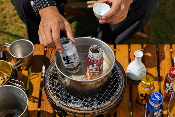 日本盛「生原酒ボトル缶」を温める