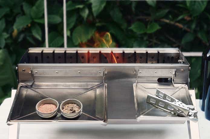 CAVE　縦横グリル　makuake　横置き　炎