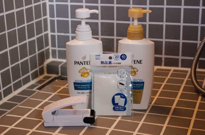 熱圧着パウチ容器、イージーシーラー、シャンプー