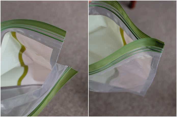 破れてしまったジッパーバッグのビフォーアフター