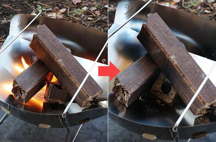 点火直後のオガライト