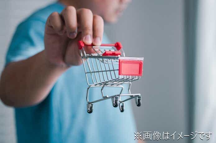 買い物カートを持つ子供