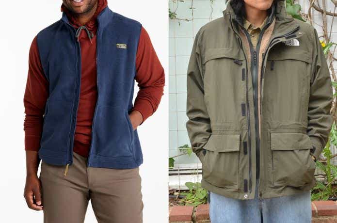 フリースベストの2つのコーデ