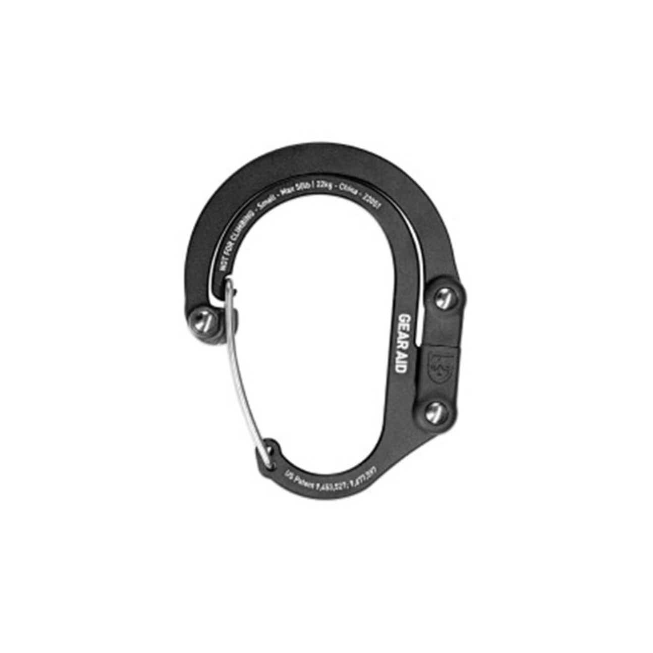 360度回転するフックを備えたカラビナ。工夫次第で多用途に使える