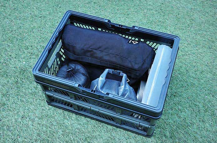 中身を入れた折りたたみコンテナ