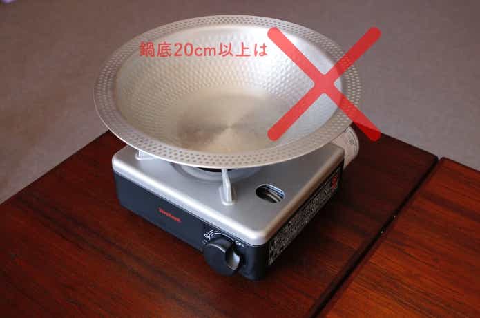 イザまるに大きい鍋をのせている