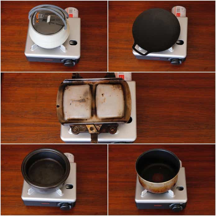 イザまるに対応の調理器具をのせている