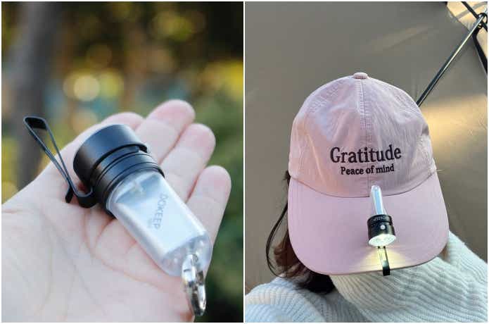 金属製クリップ装着で帽子に引っ掛け