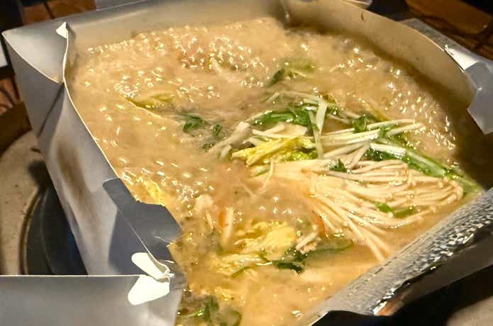 「使い捨て紙鍋」_鍋料理完成