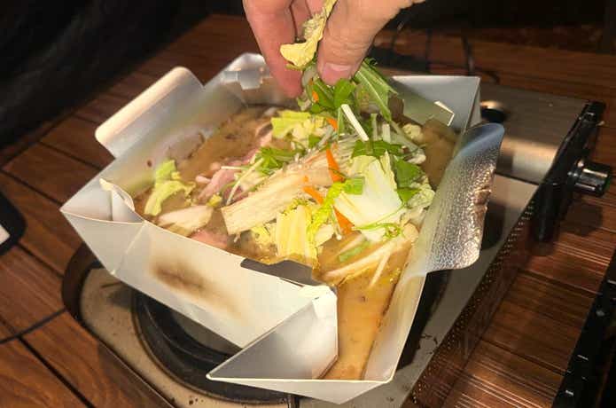 「使い捨て紙鍋」_再加熱時