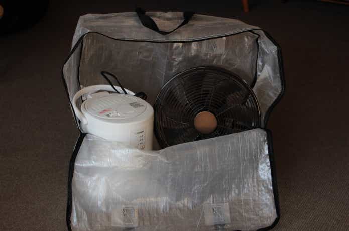 ディムパに扇風機と加湿器を入れている