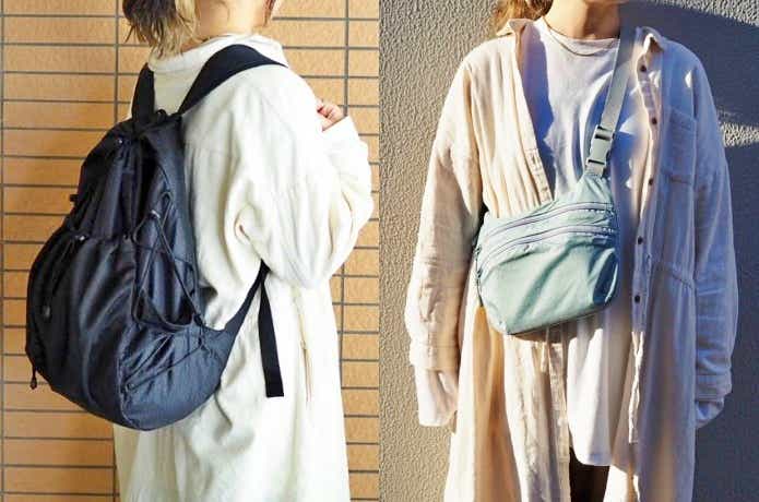 無印良品の撥水リップストップリュックサックとミニショルダーバッグ