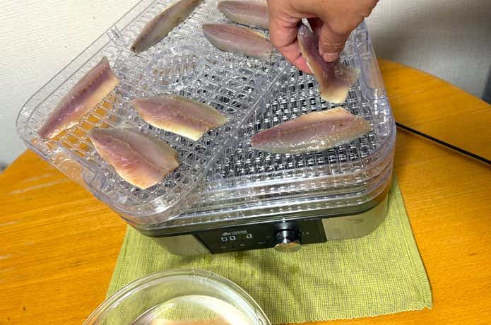 LOGOS「エレキャン・HIMONOドライヤー」アジ並べる