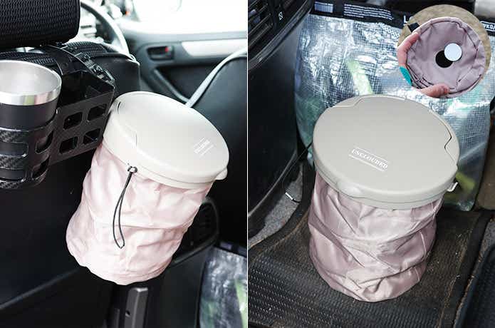 吊り下げと床に立てたCARスマートダストボックス