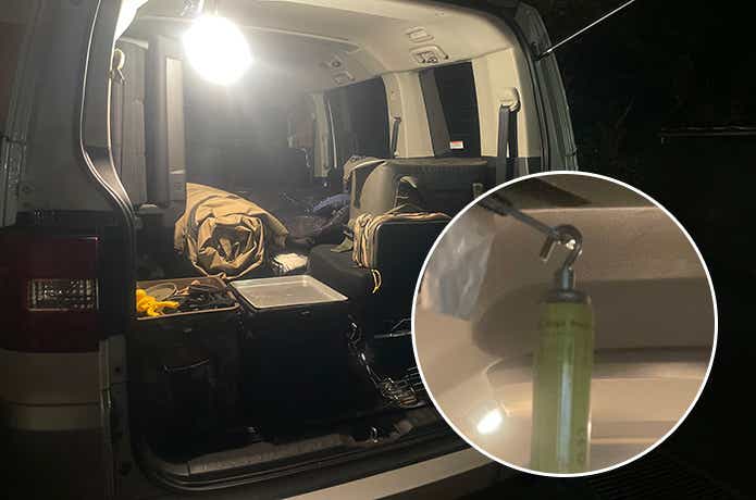 ナイトコア「インテリジェント バッテリーシステム」車内に吊るす