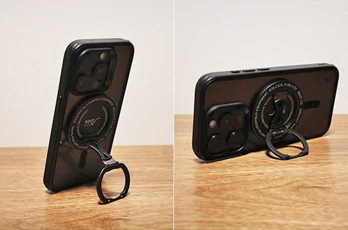 ROOT CO.「グラビディマグネットリング for MagSafe」スタンド使用