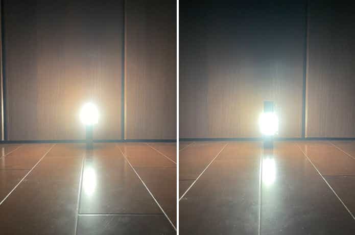 ナイトコア「インテリジェント バッテリーシステム」明るさ比較