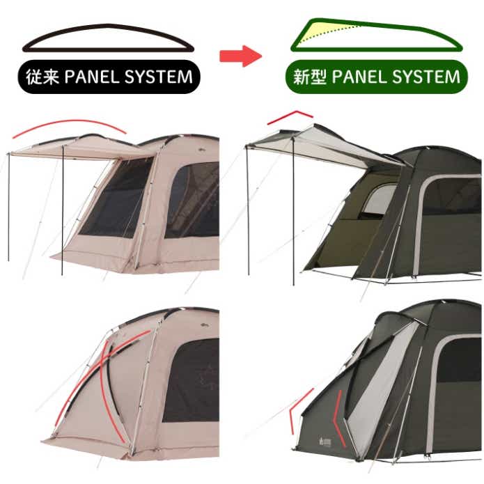 ロゴス「neos PANEL リビングドーム M-BF」のフレーム形状
