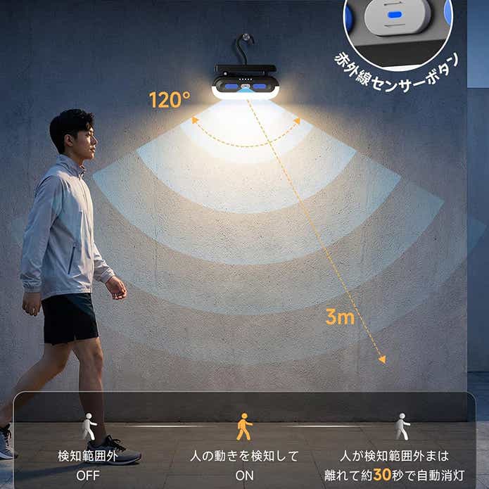 HAGOOGI 「多機能ランタンF3-BK」センサー機能