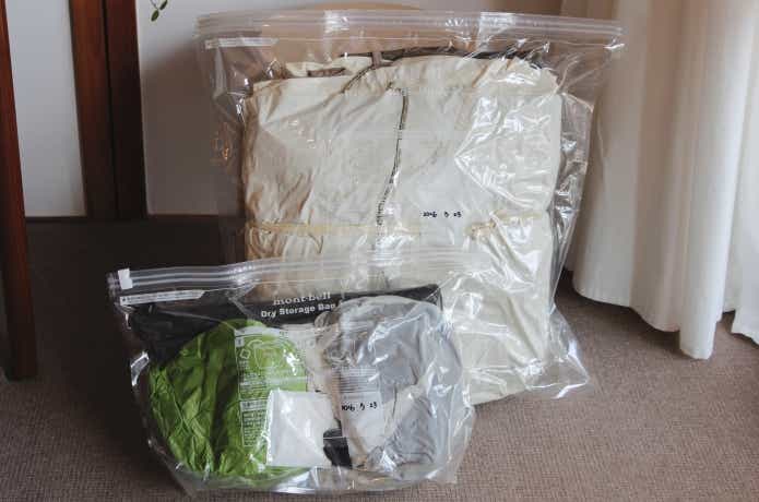 日付記入済みのドライストレージバッグSとM