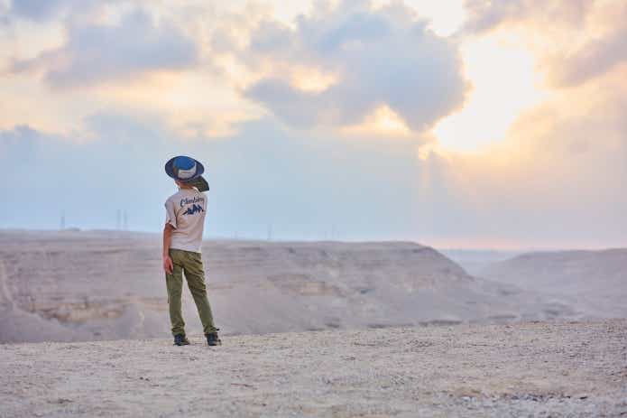 父と子の２人でエジプトキャンプ