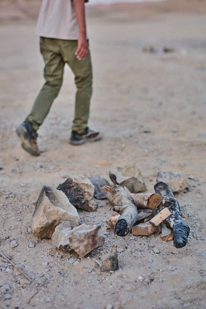 父と子の２人でエジプトキャンプ