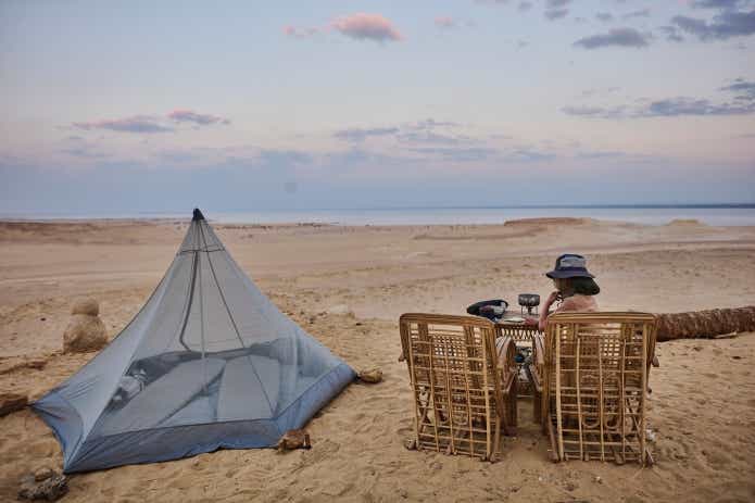 父と子でエジプトキャンプ