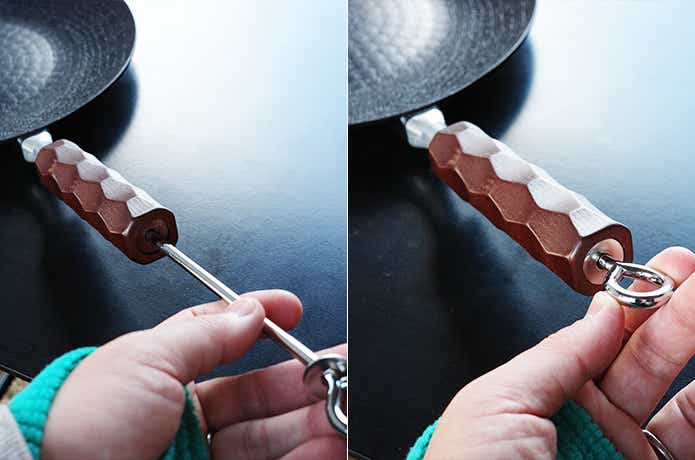 ラウンドグリルパンの持ち手取り付け方法