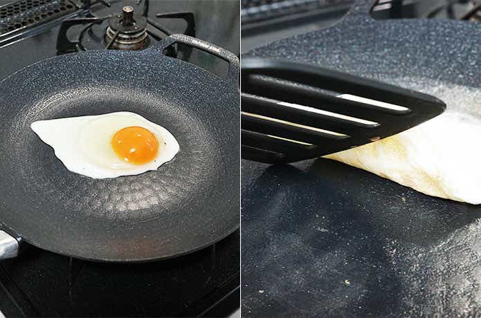 ラウンドグリルパンで焼いた目玉焼き