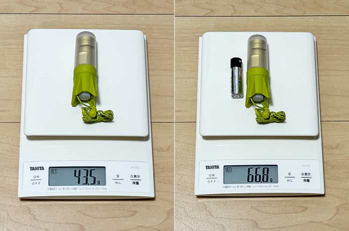 モンベルのミニランタンの重量