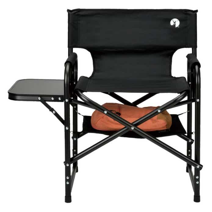 キャプテンスタッグ　棚モック付きアルミディレクターチェア（ブラック）＜サイドテーブル付＞