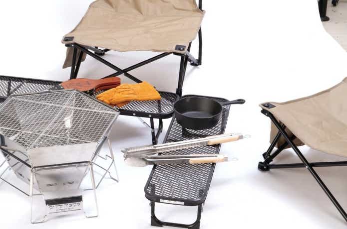 キャプテンスタッグ　ビストロ　ちょこっとロングテーブル　ちょこっとメッシュロングテーブル