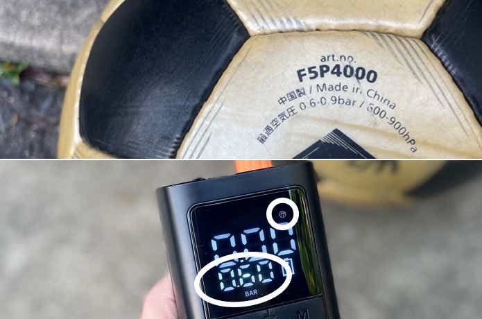 AAL「電動空気入れ」_サッカーボールにセット