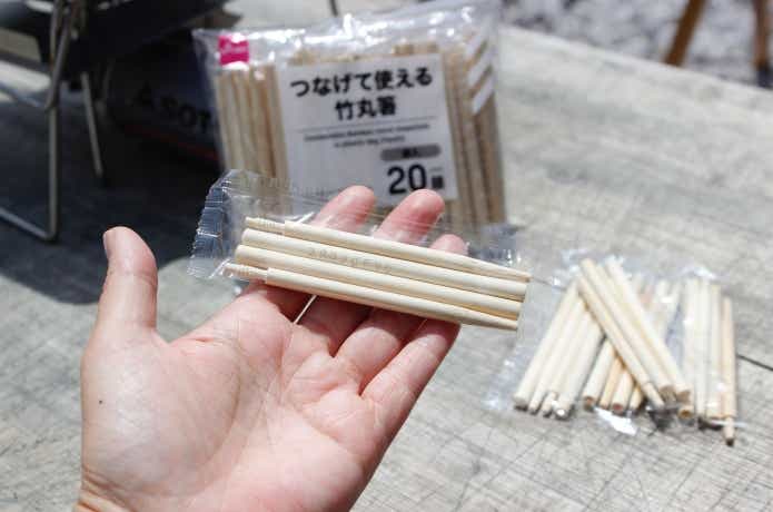 つなげて使える竹丸箸の個包装