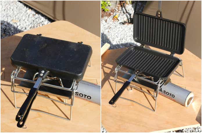 カコムベーススタンドにキューバサンドメーカーを載せている