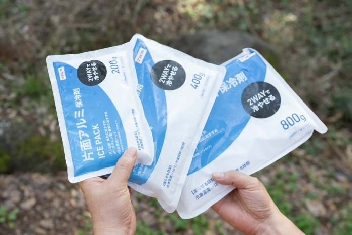 保冷剤3種類を持っている写真