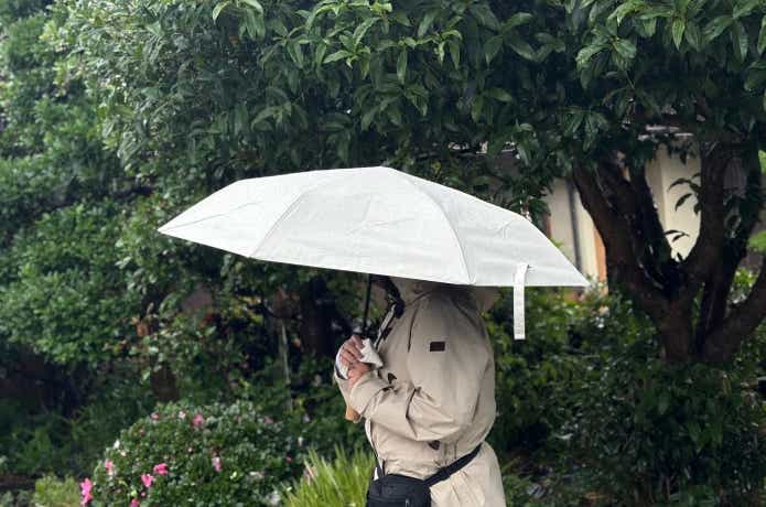 雨の日に女性がさしている様子