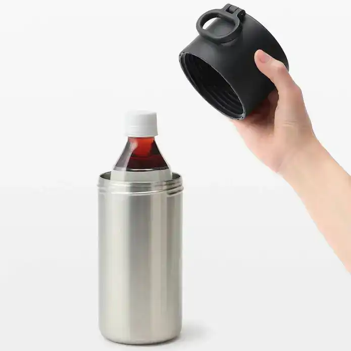 無印良品の冷やしたまま持ち運べる ペットボトル用保冷ホルダー・たためる持ち手付き