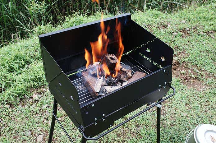 BBQコンロでの火おこし