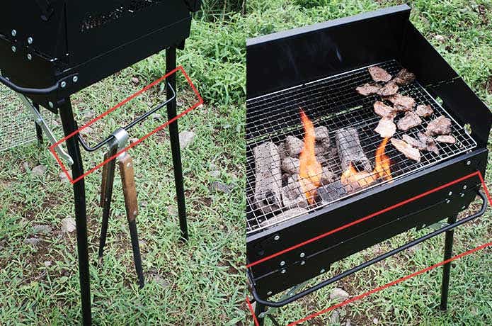 BBQコンロの引っ掛けバー