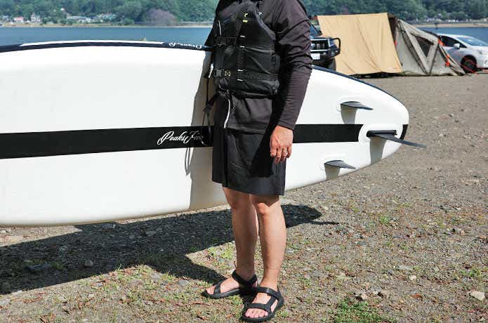 水着として着用した耐久撥水水陸両用ショートパンツ