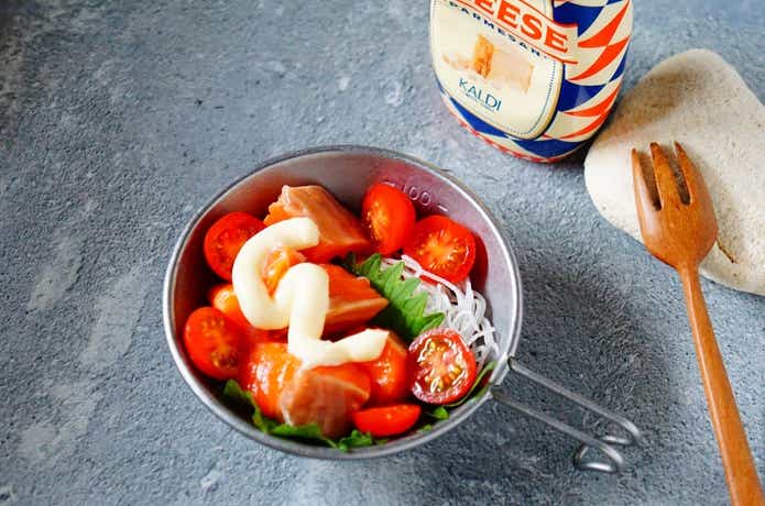 カルディのチーズマヨソースでカルパッチョ