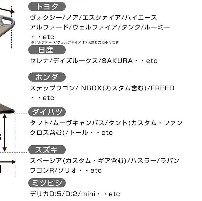 yadokari「カーベッド」適合車種