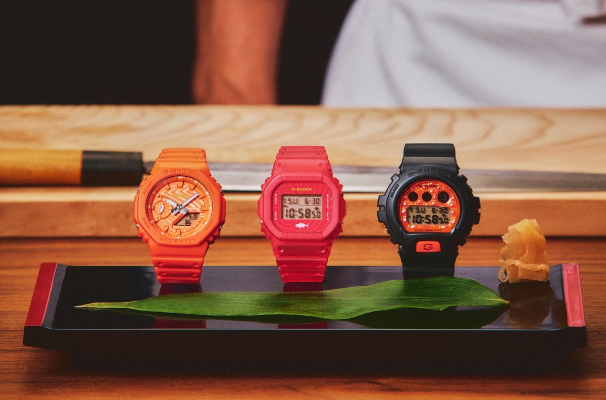 G-SHOCKがお寿司に!? まぐろ・いくら・サーモン、バンドの裏まで“ネタ”満載の3モデル